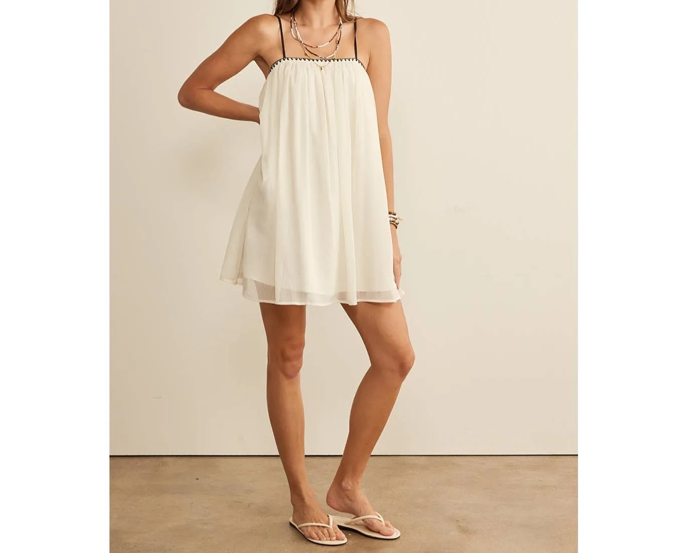 Piper Sheer Mini Baby Doll Dress: Cream ONLY 2 LEFT!
