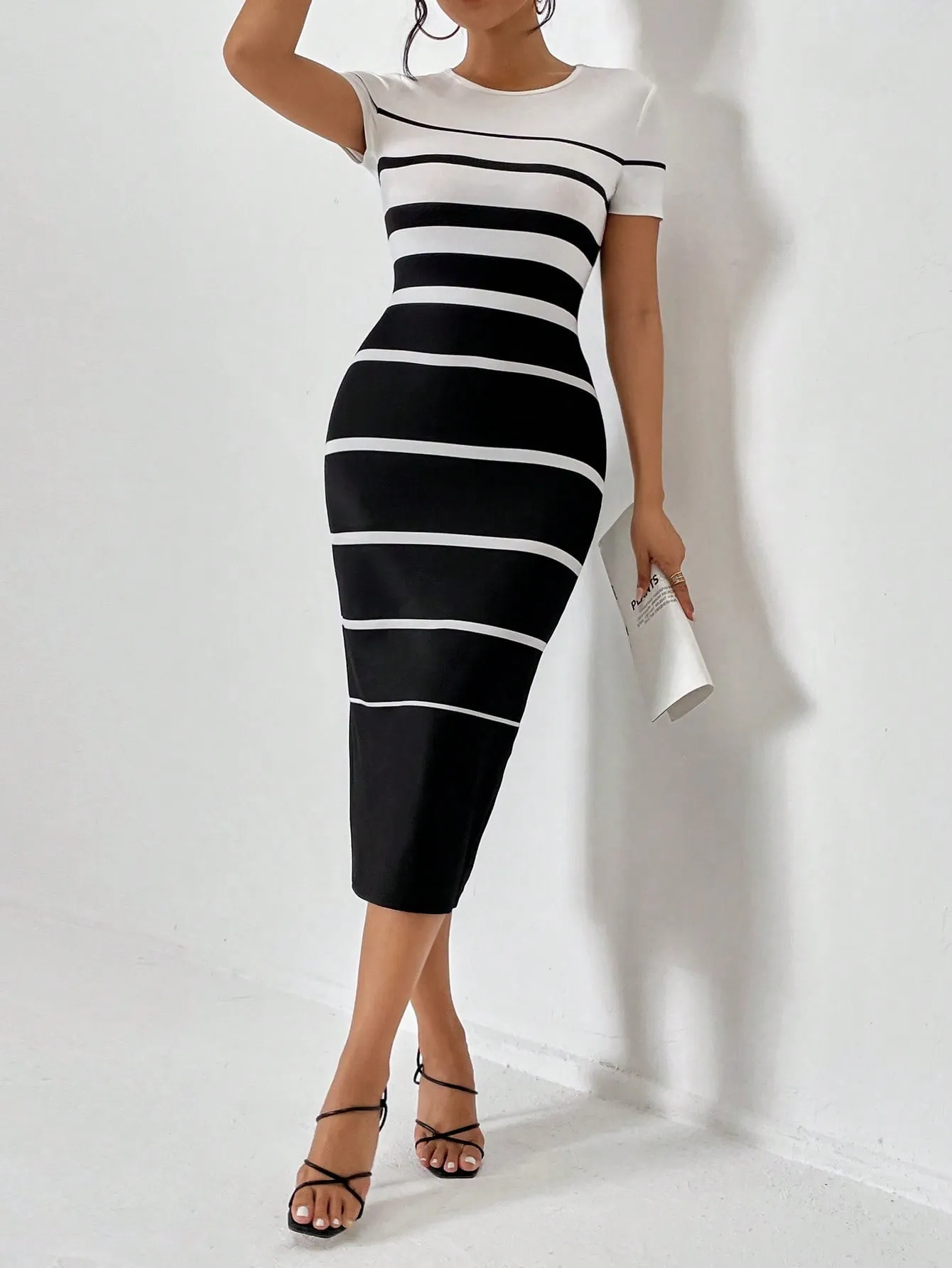 Privé Striped Print Bodycon Dress