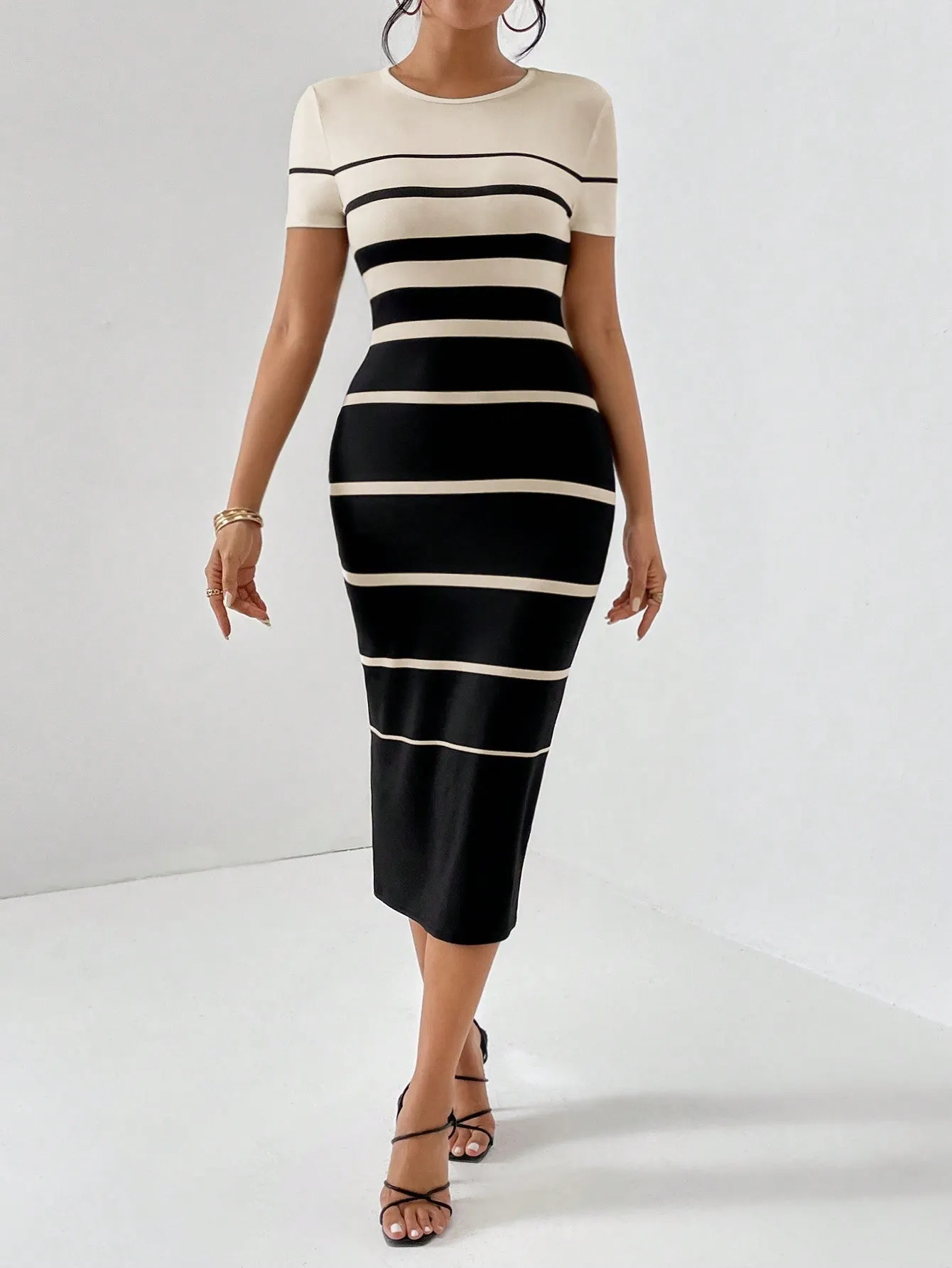 Privé Striped Print Bodycon Dress