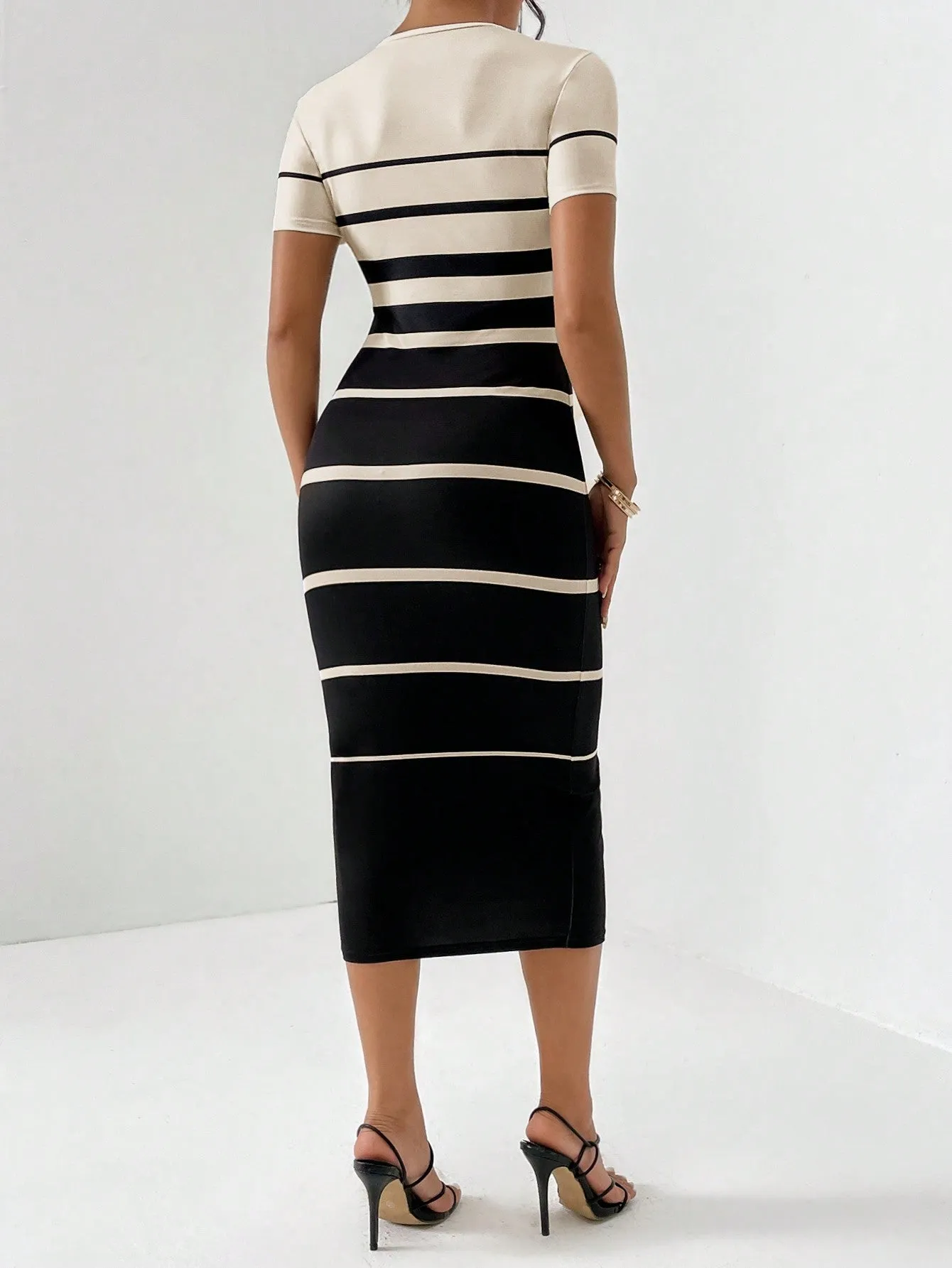 Privé Striped Print Bodycon Dress