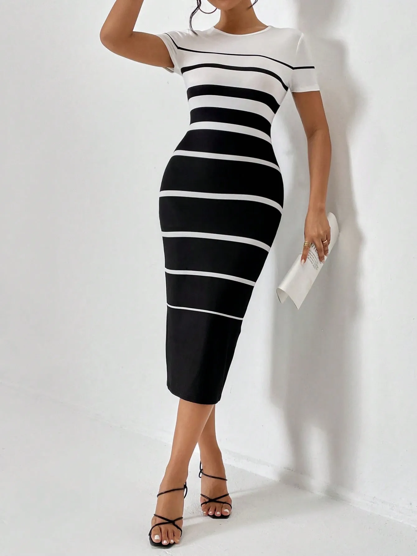 Privé Striped Print Bodycon Dress