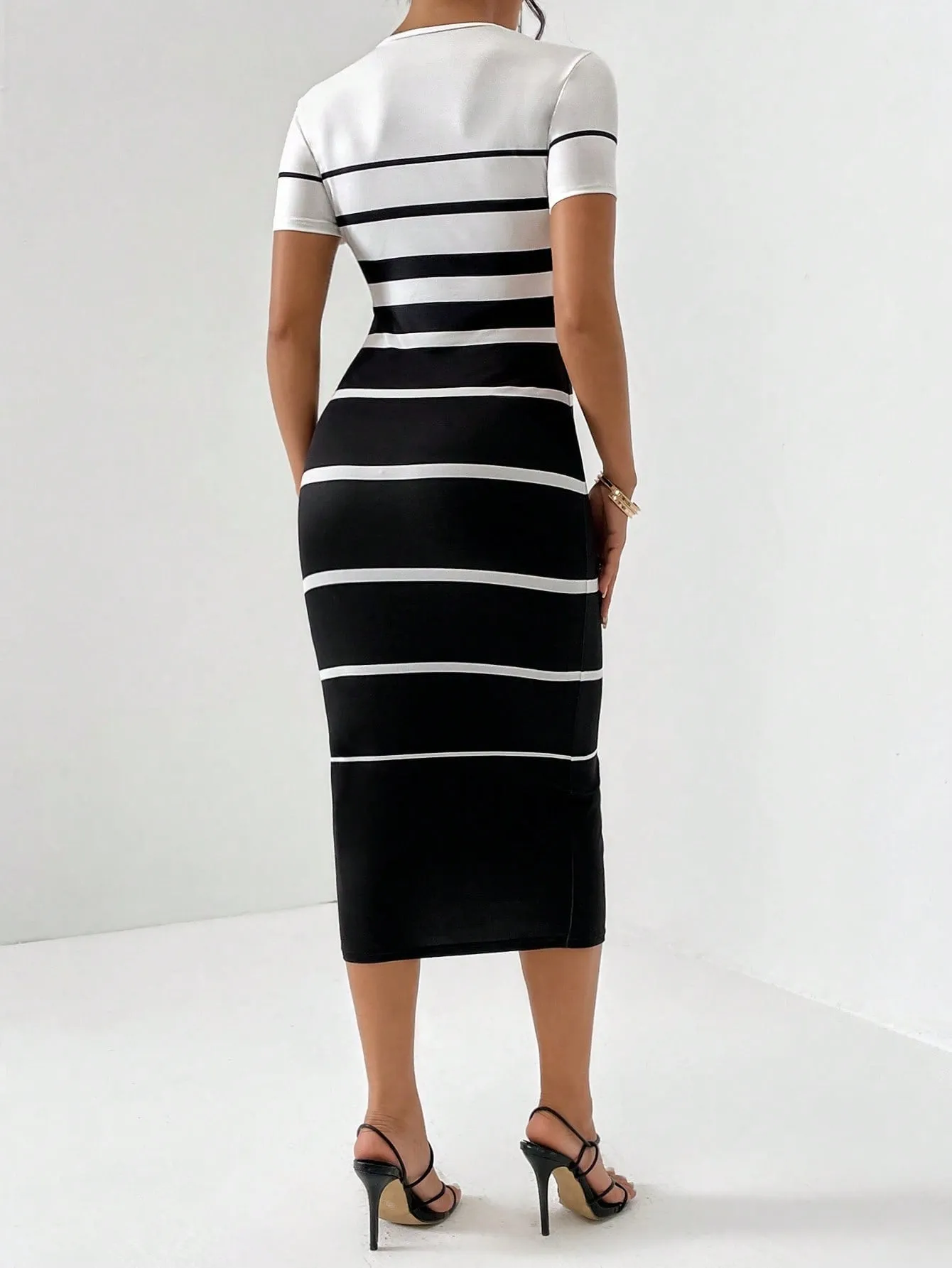 Privé Striped Print Bodycon Dress