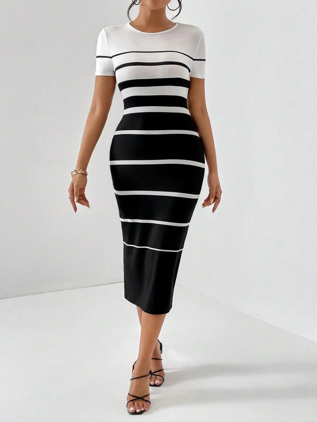 Privé Striped Print Bodycon Dress