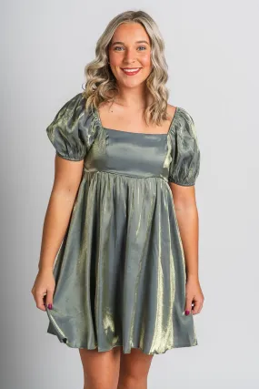 Puff sleeve babydoll dress midnight
