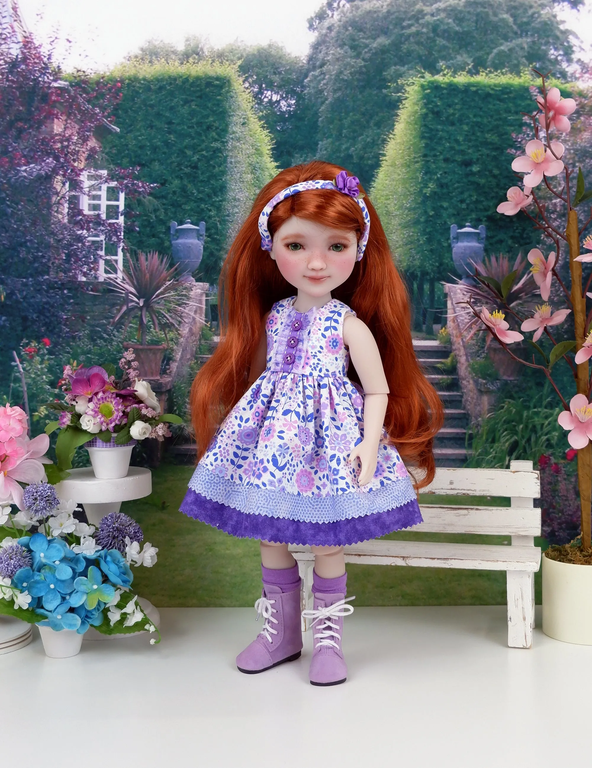 Purple Taffy Flowers - dress with boots for Ruby Red Fashion Friends doll