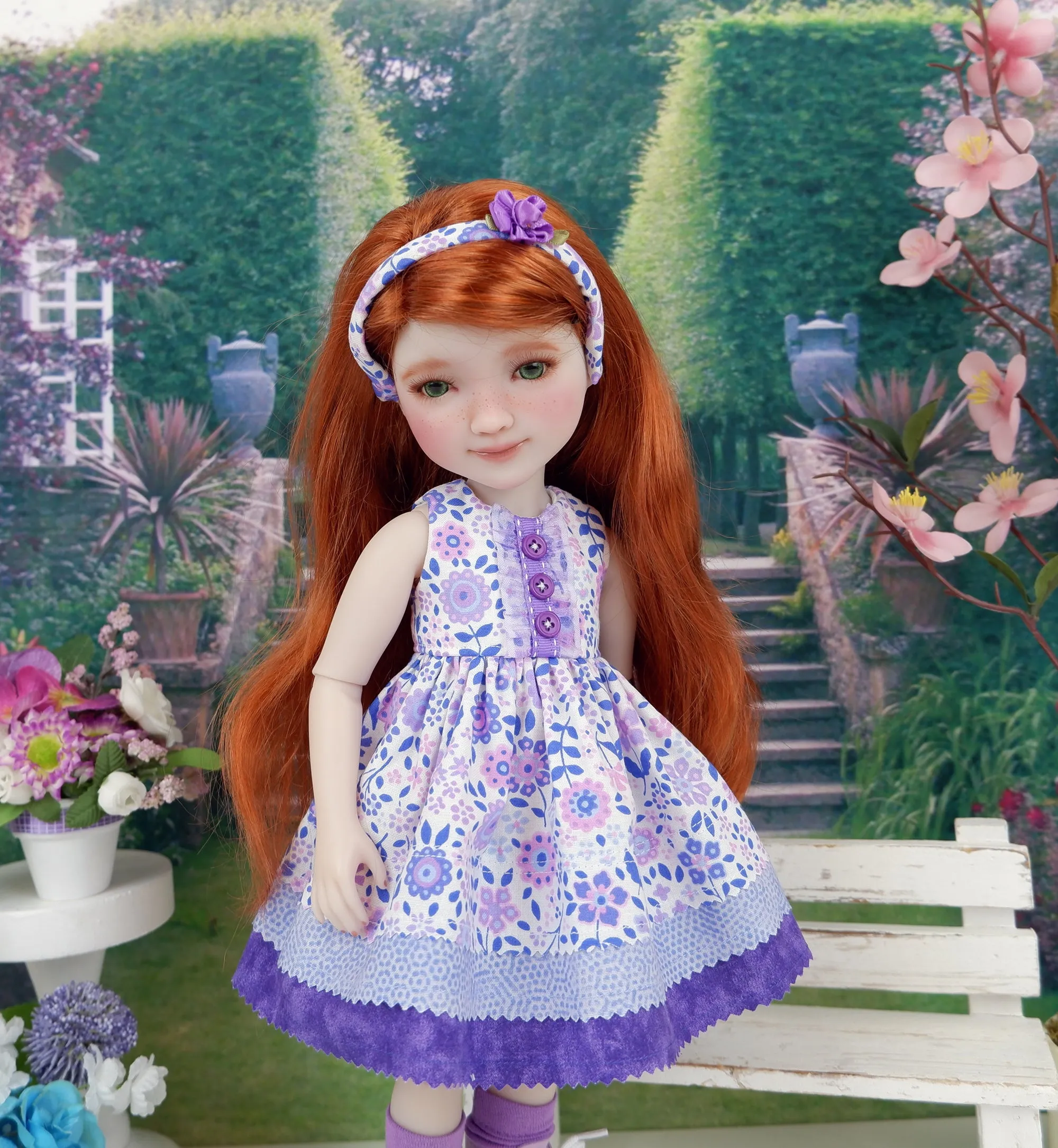 Purple Taffy Flowers - dress with boots for Ruby Red Fashion Friends doll