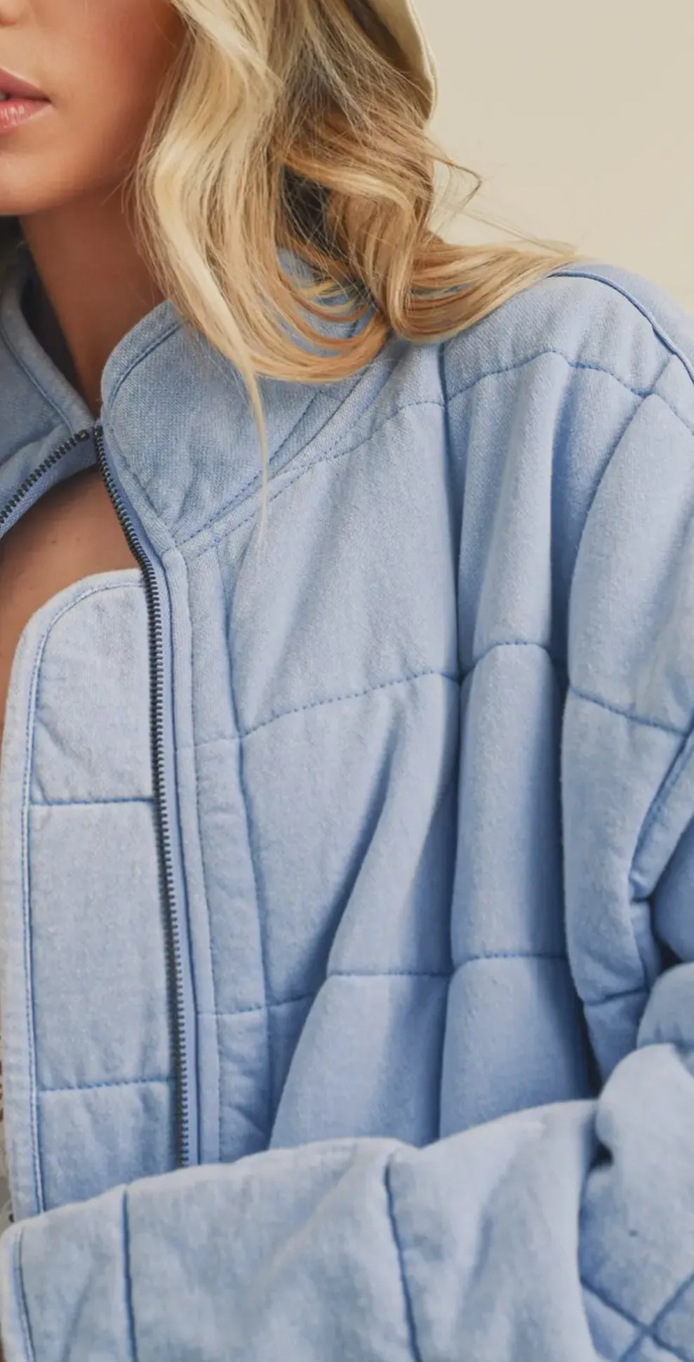 Quilted Knit Oversized Jacket