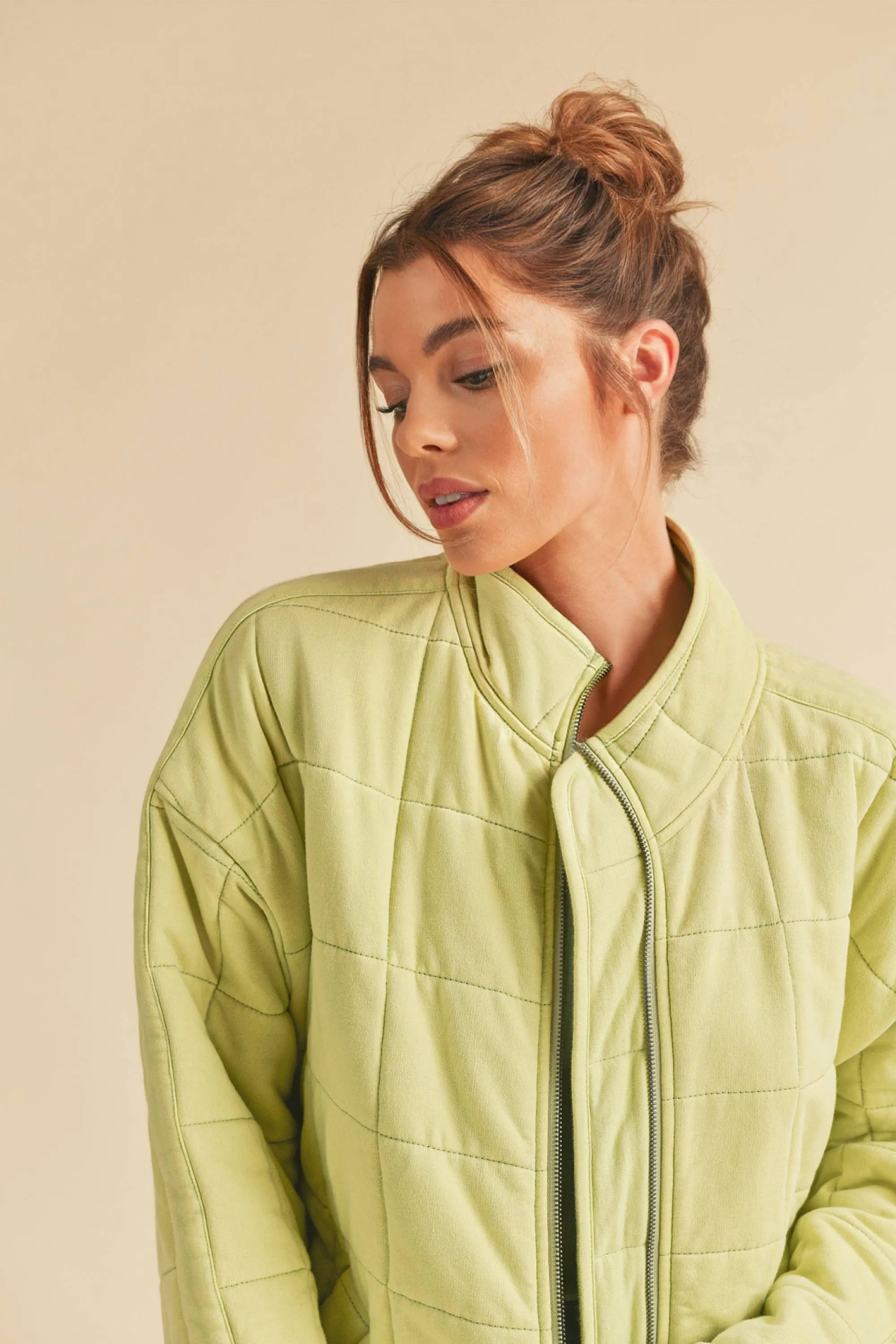 Quilted Knit Oversized Jacket