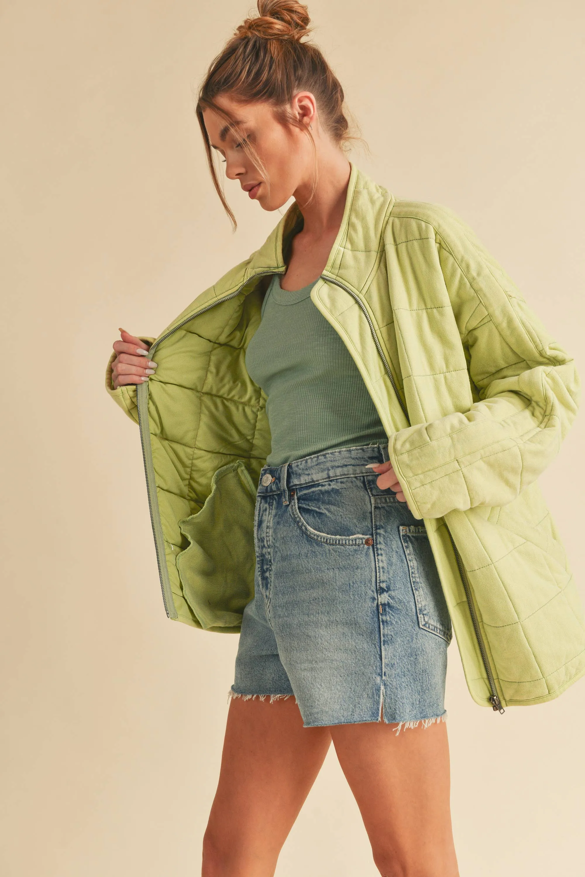 Quilted Knit Oversized Jacket