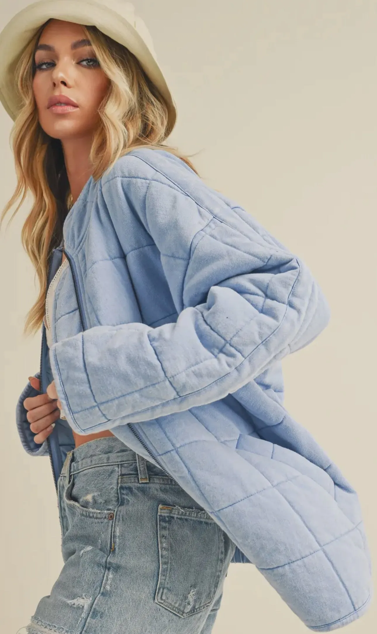Quilted Knit Oversized Jacket