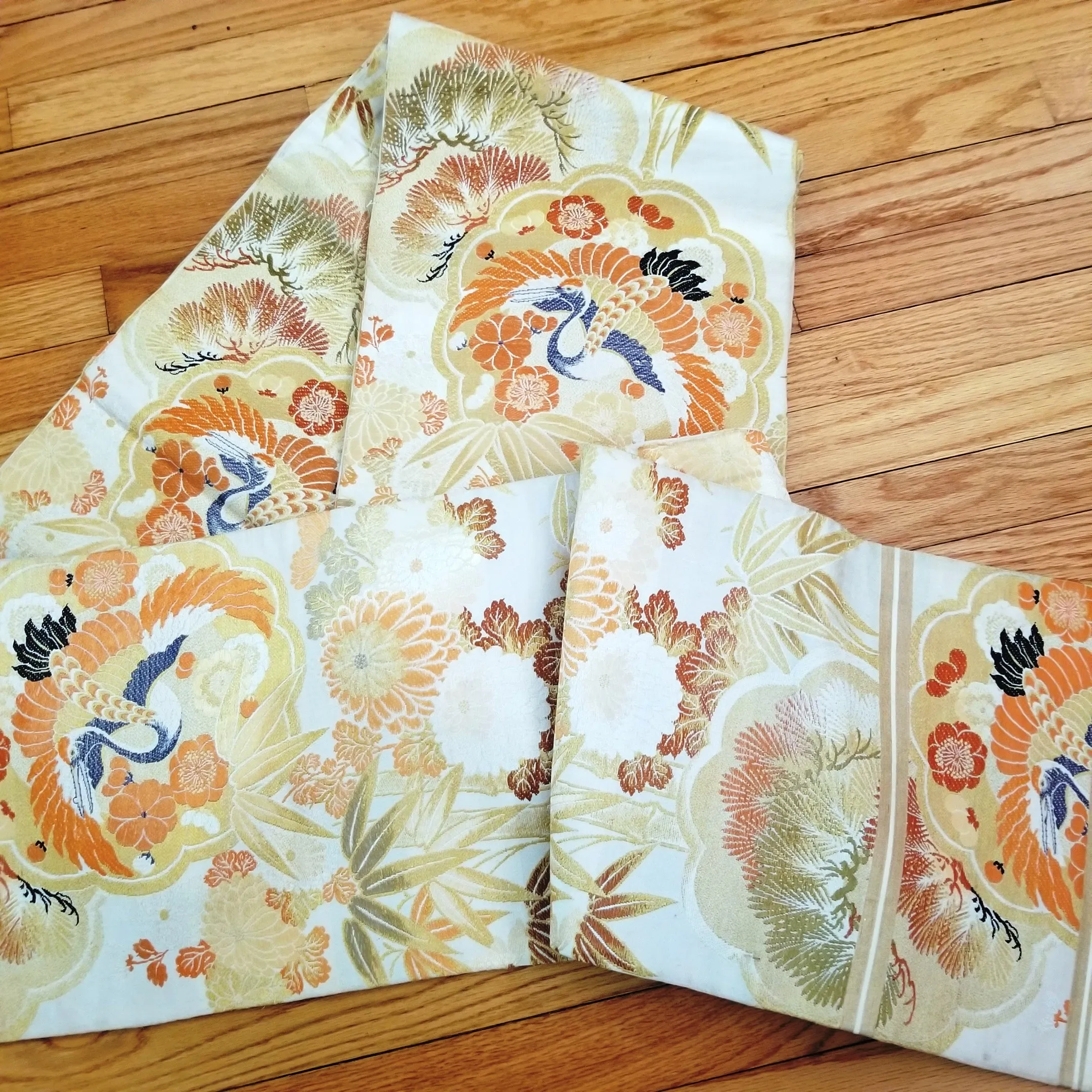 "Blue Crane" Vintage Maru Obi