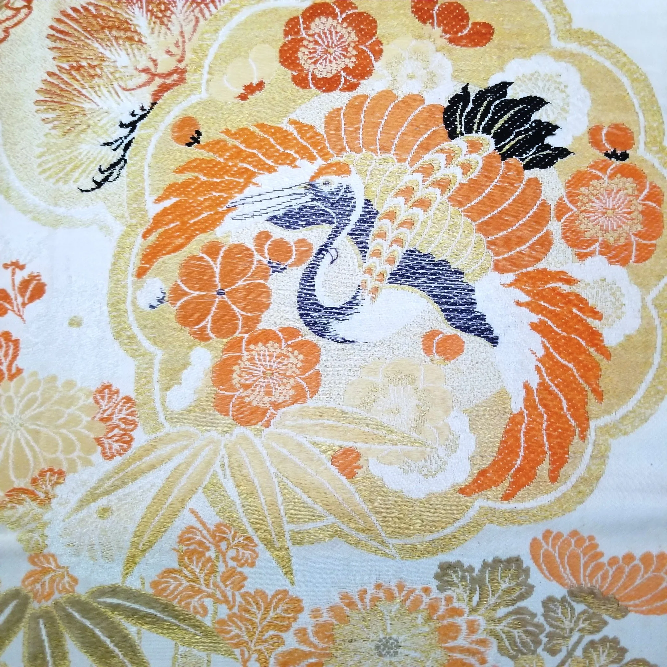 "Blue Crane" Vintage Maru Obi