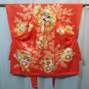 "Mums and Plums" Vintage Girl's Kimono