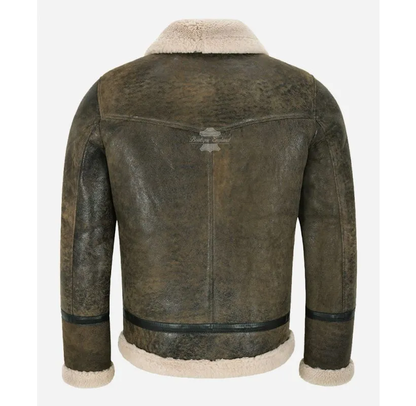 RAF B3 Shearling Sheepskin Jacket Men's Vintage Beige Fur Flying Jacket