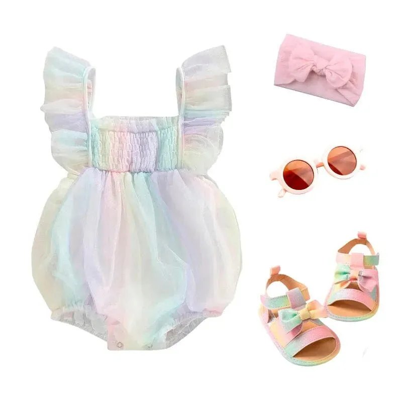 Rainbow Tulle Baby Romper