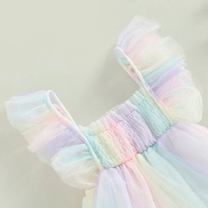 Rainbow Tulle Baby Romper