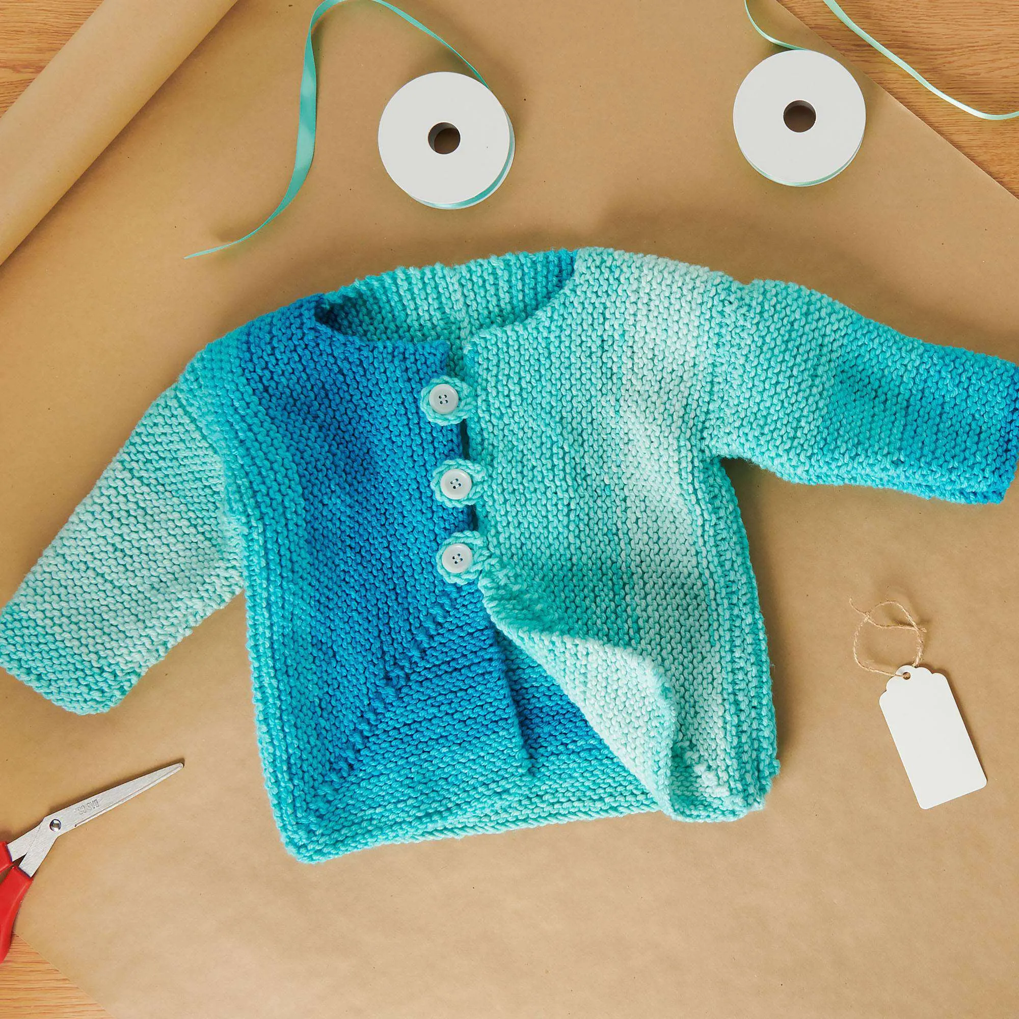 Red Heart Mitered Knit Baby Jacket