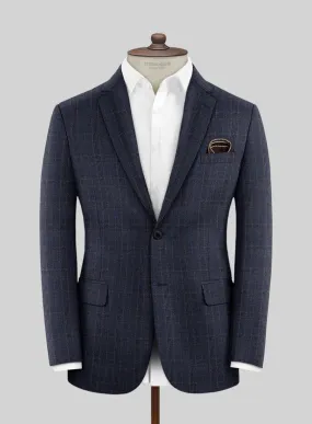 Reda Homio Dark Blue Checks Wool Jacket