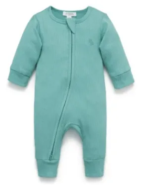 RIB ZIP GROWSUIT MOSS GREEN
