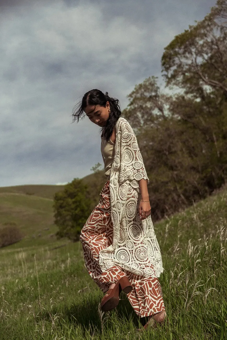 Rina Crocheted Kimono in Ivory