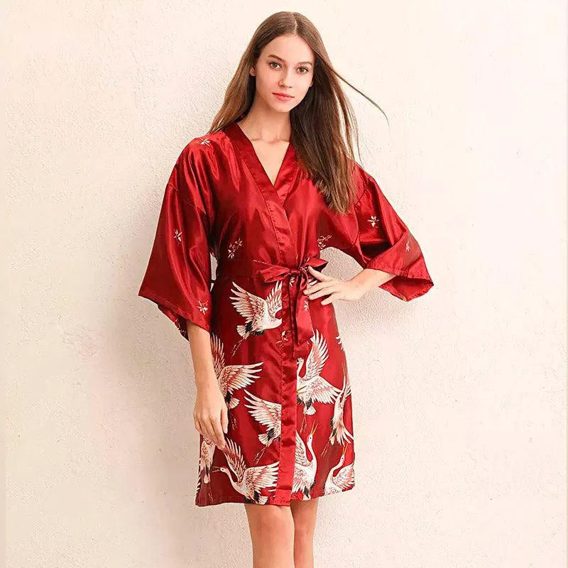 Robe Kimono Courte Rouge