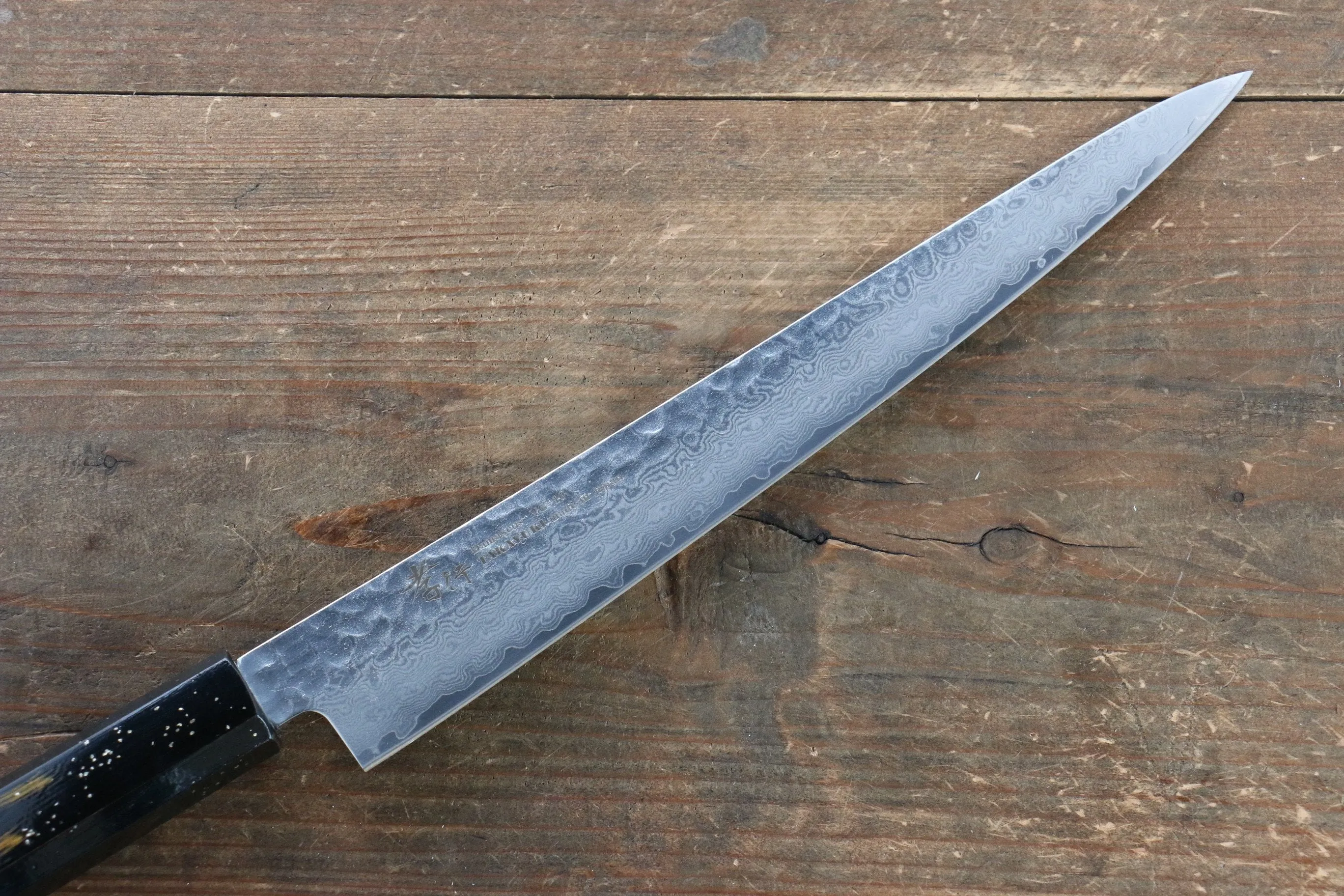Sakai Takayuki VG10 33 Layer Damascus Sujihiki 240mm Live oak Lacquered (Saiu) Handle