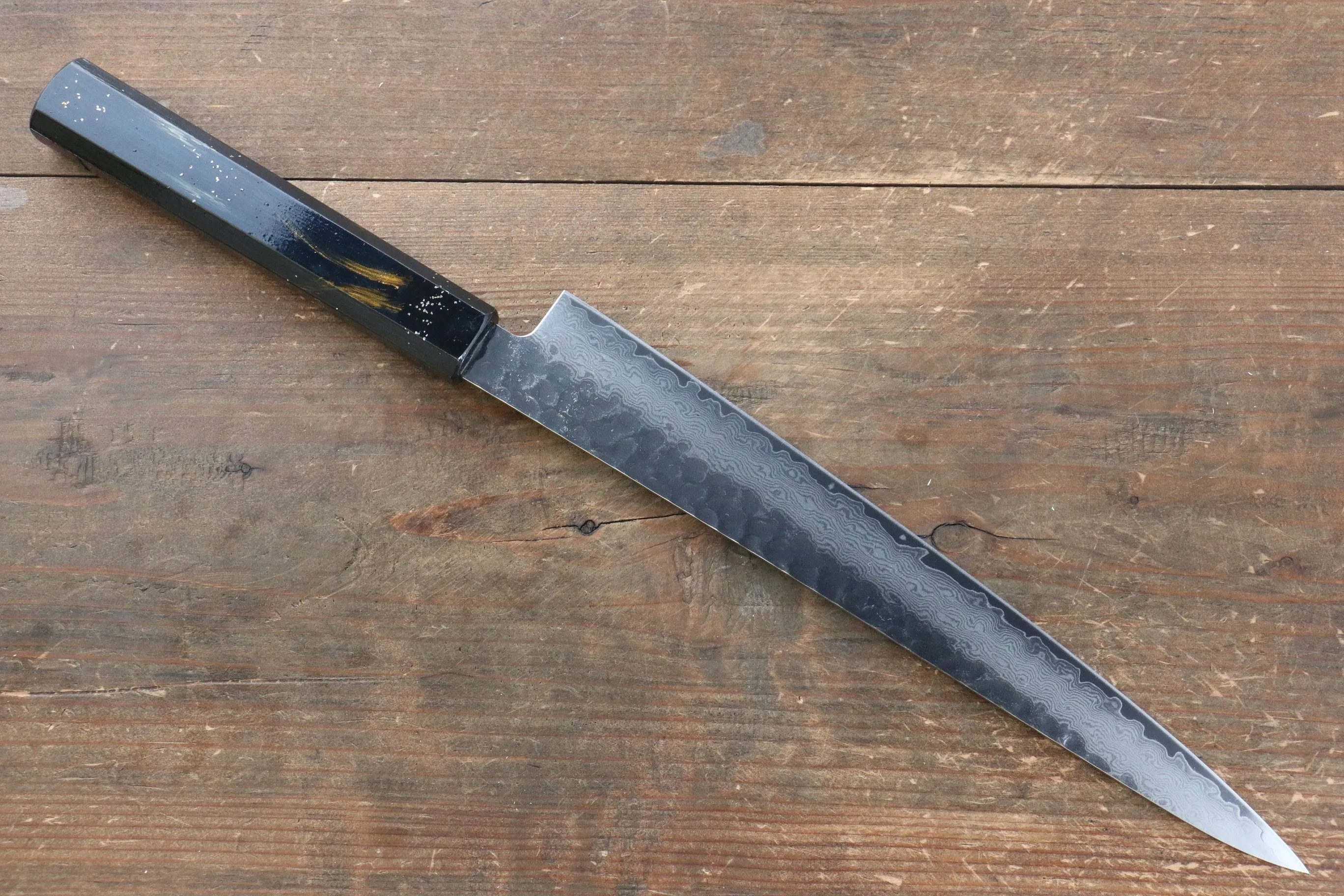 Sakai Takayuki VG10 33 Layer Damascus Sujihiki 240mm Live oak Lacquered (Saiu) Handle