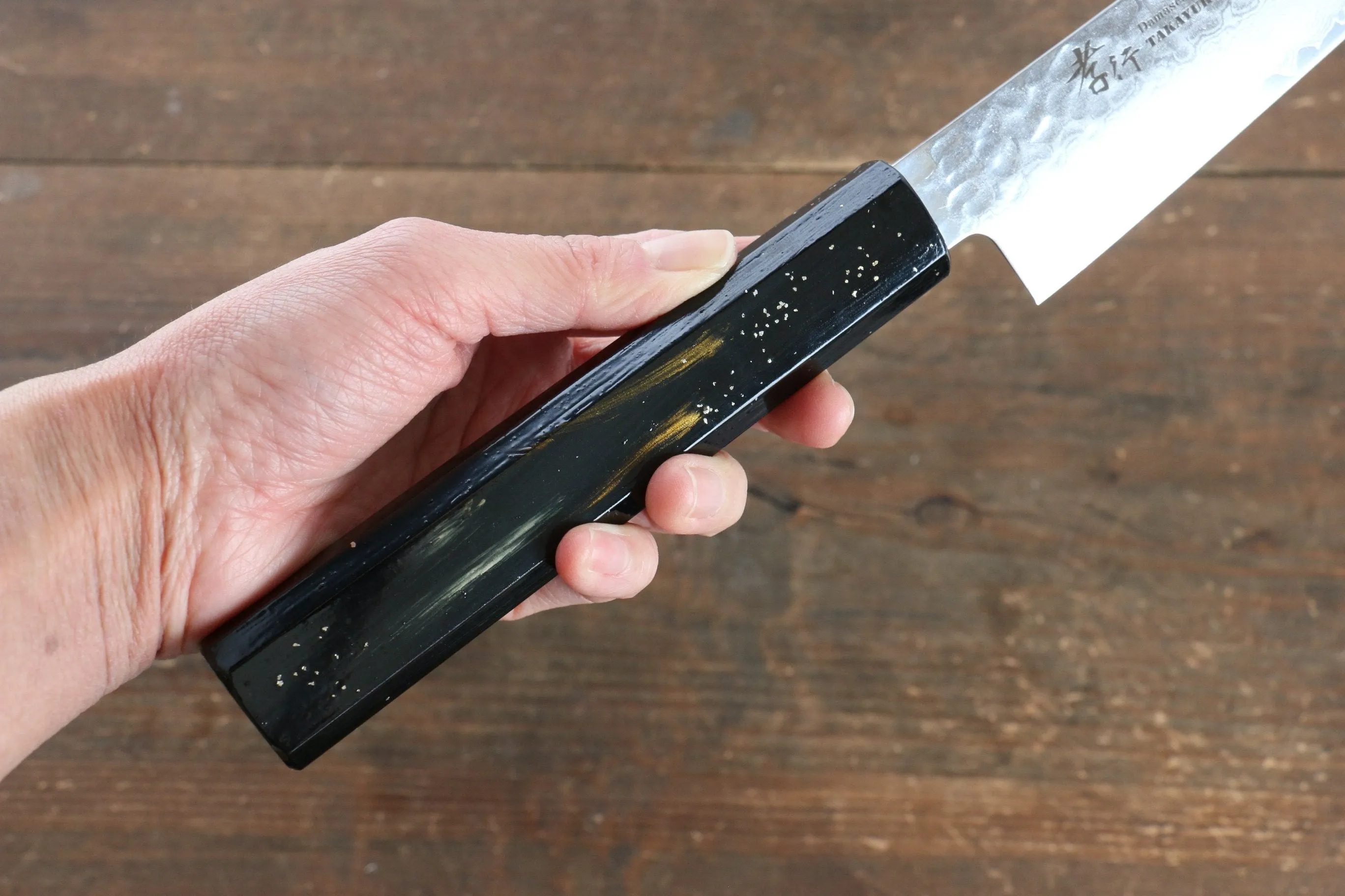 Sakai Takayuki VG10 33 Layer Damascus Sujihiki 240mm Live oak Lacquered (Saiu) Handle