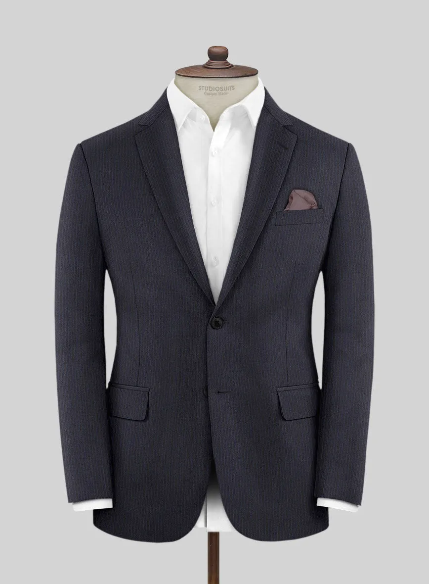 Scabal Jaglo Stripe Blue Wool Jacket