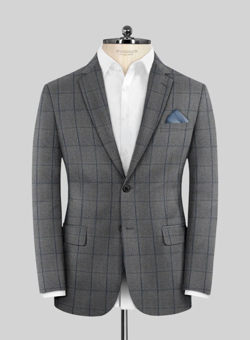 Scabal Tornado Windowpane Gray Wool Jacket