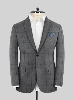 Scabal Tornado Windowpane Gray Wool Jacket
