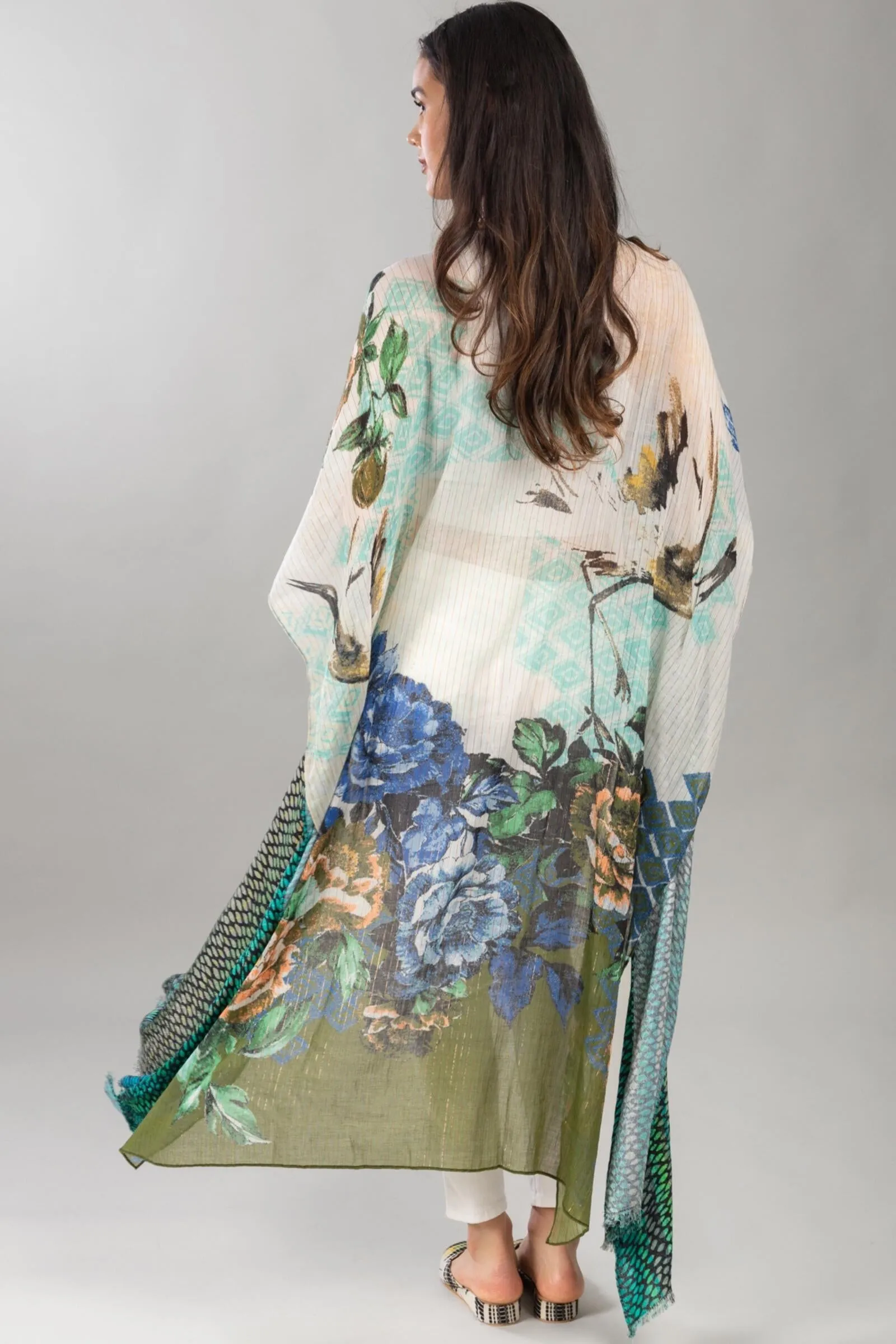 Shimmering Floral Print Kimono