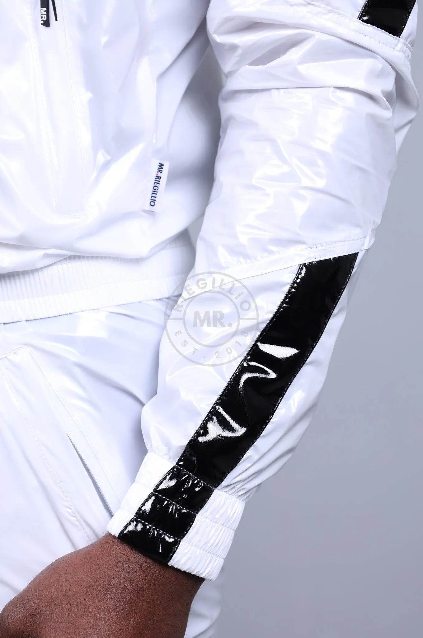 Shiny Nylon 24 Tracksuit Jacket - White