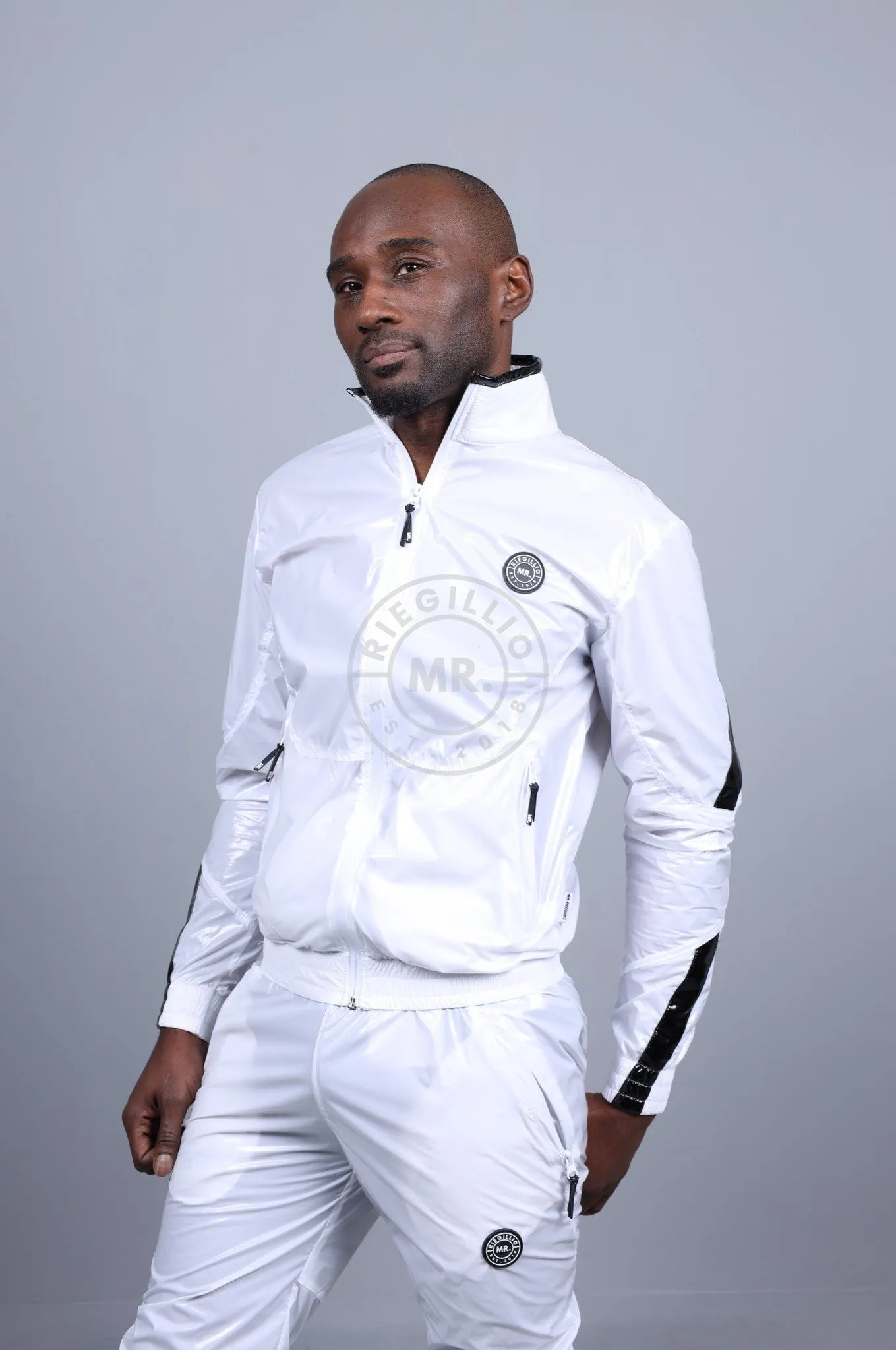 Shiny Nylon 24 Tracksuit Jacket - White
