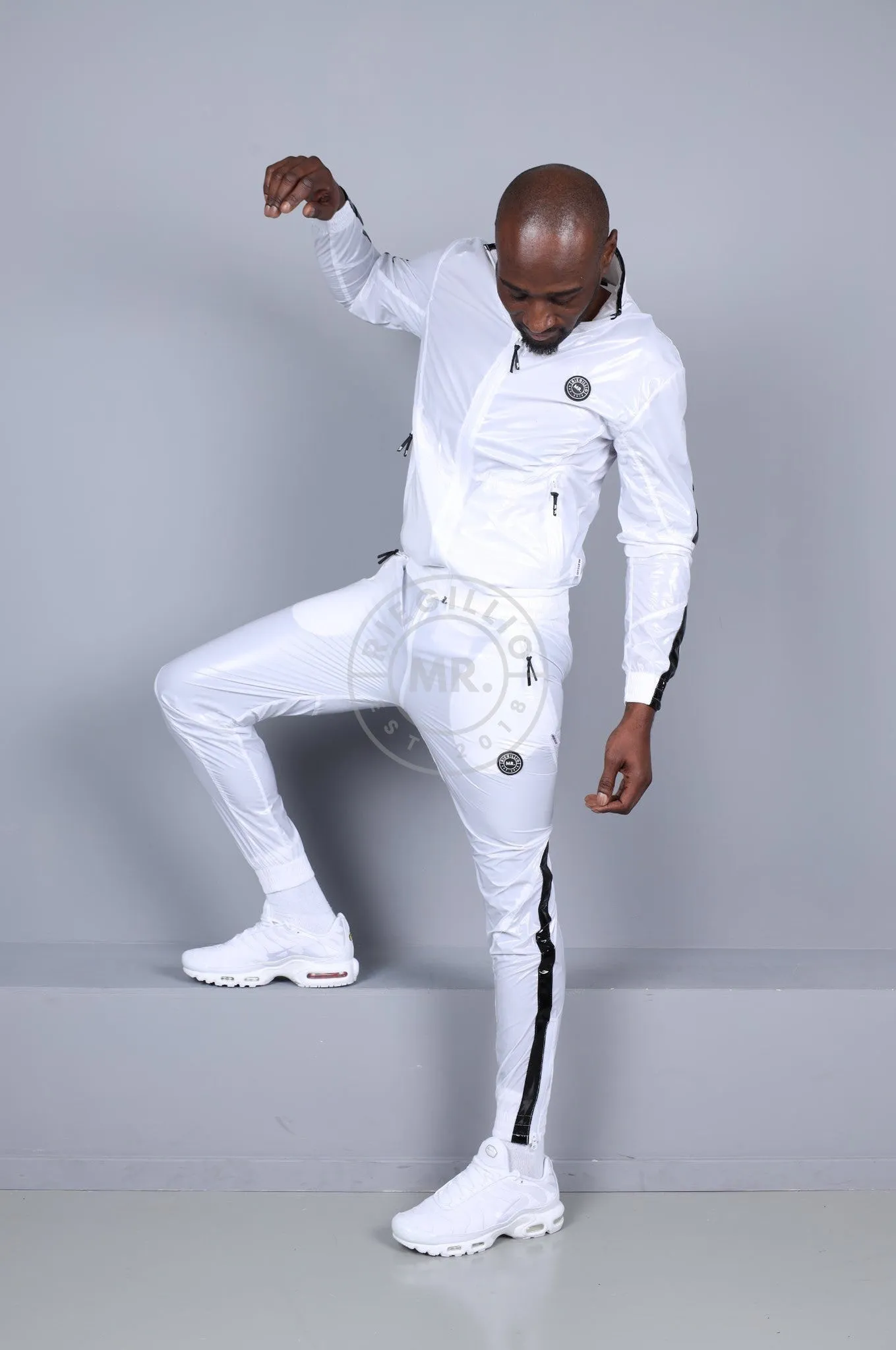 Shiny Nylon 24 Tracksuit Jacket - White