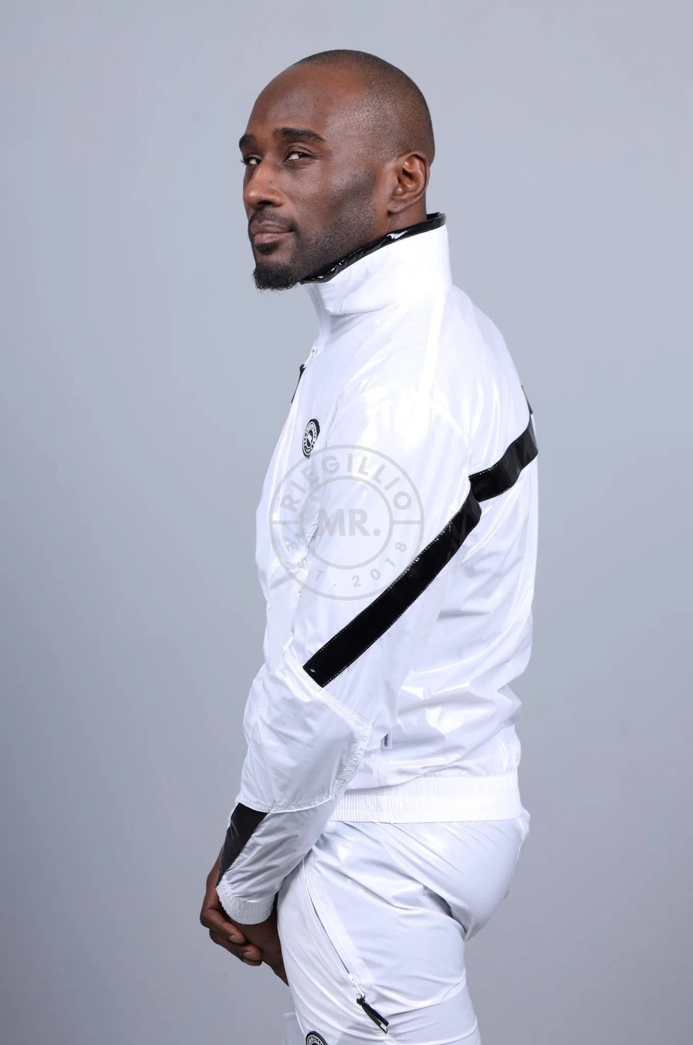 Shiny Nylon 24 Tracksuit Jacket - White