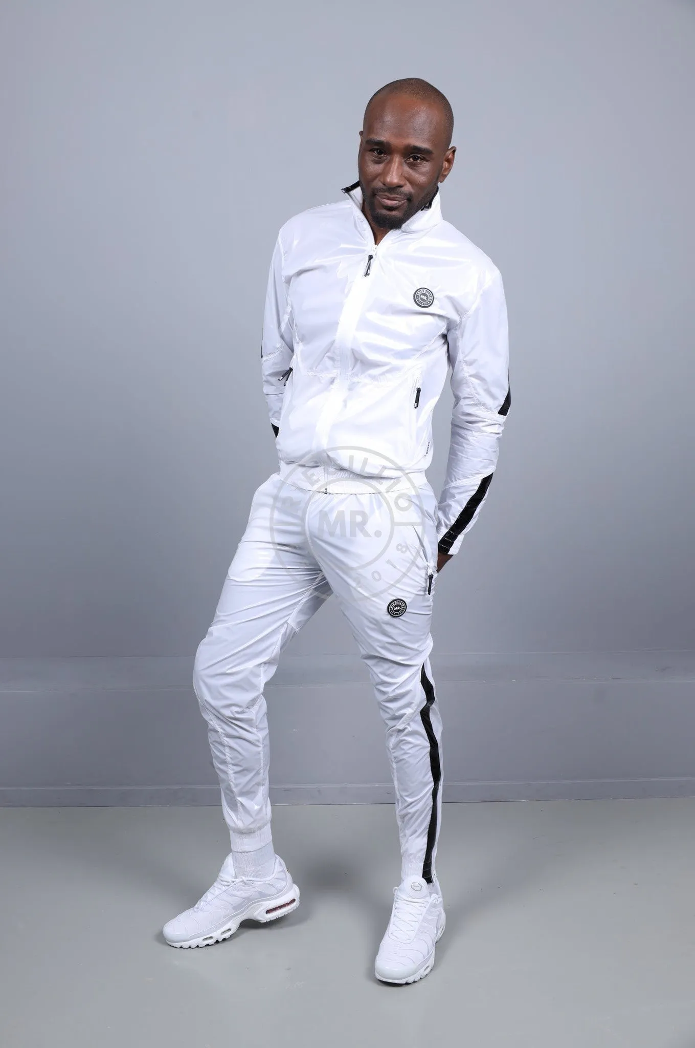 Shiny Nylon 24 Tracksuit Jacket - White