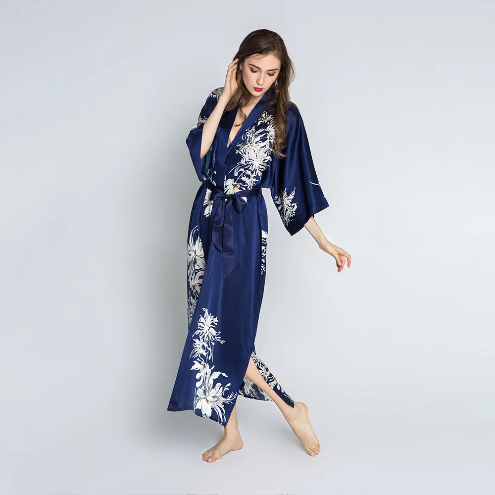 Silk Yuri Long Kimono Robe