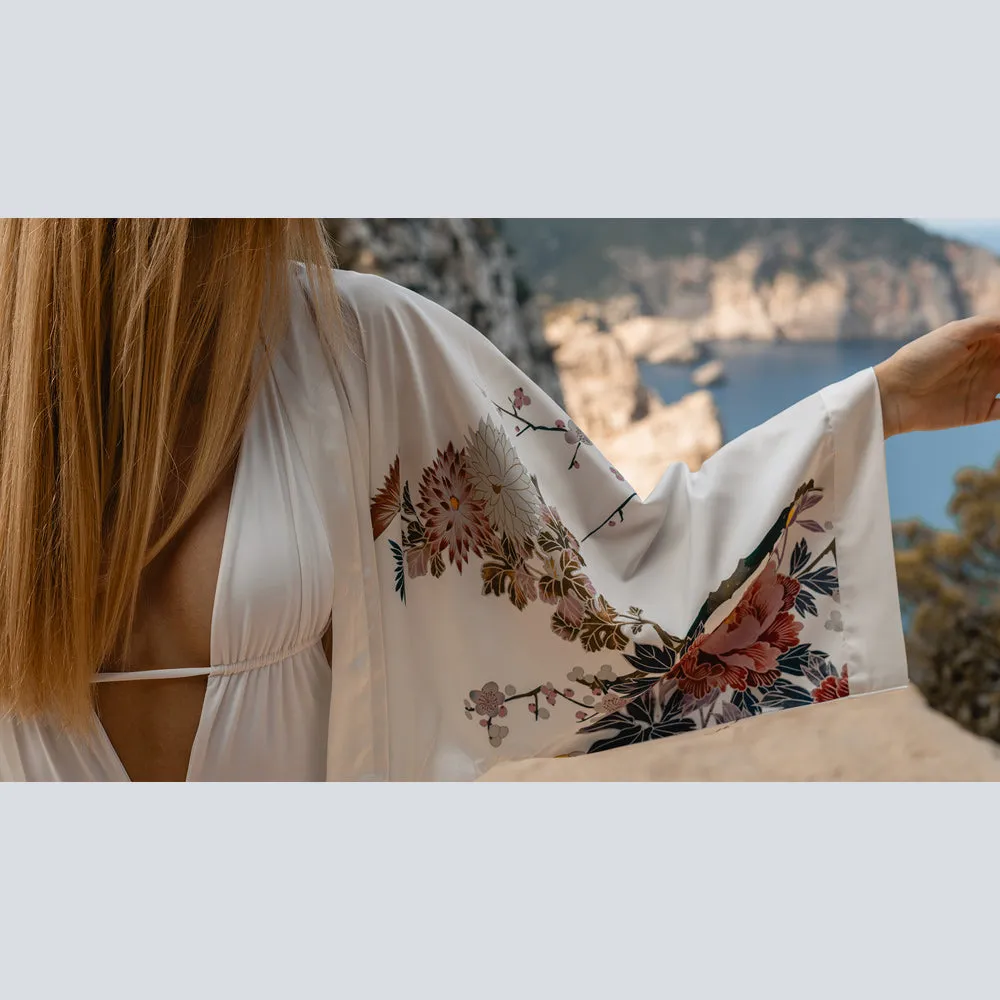 Spring Floral Long Kimono Robe