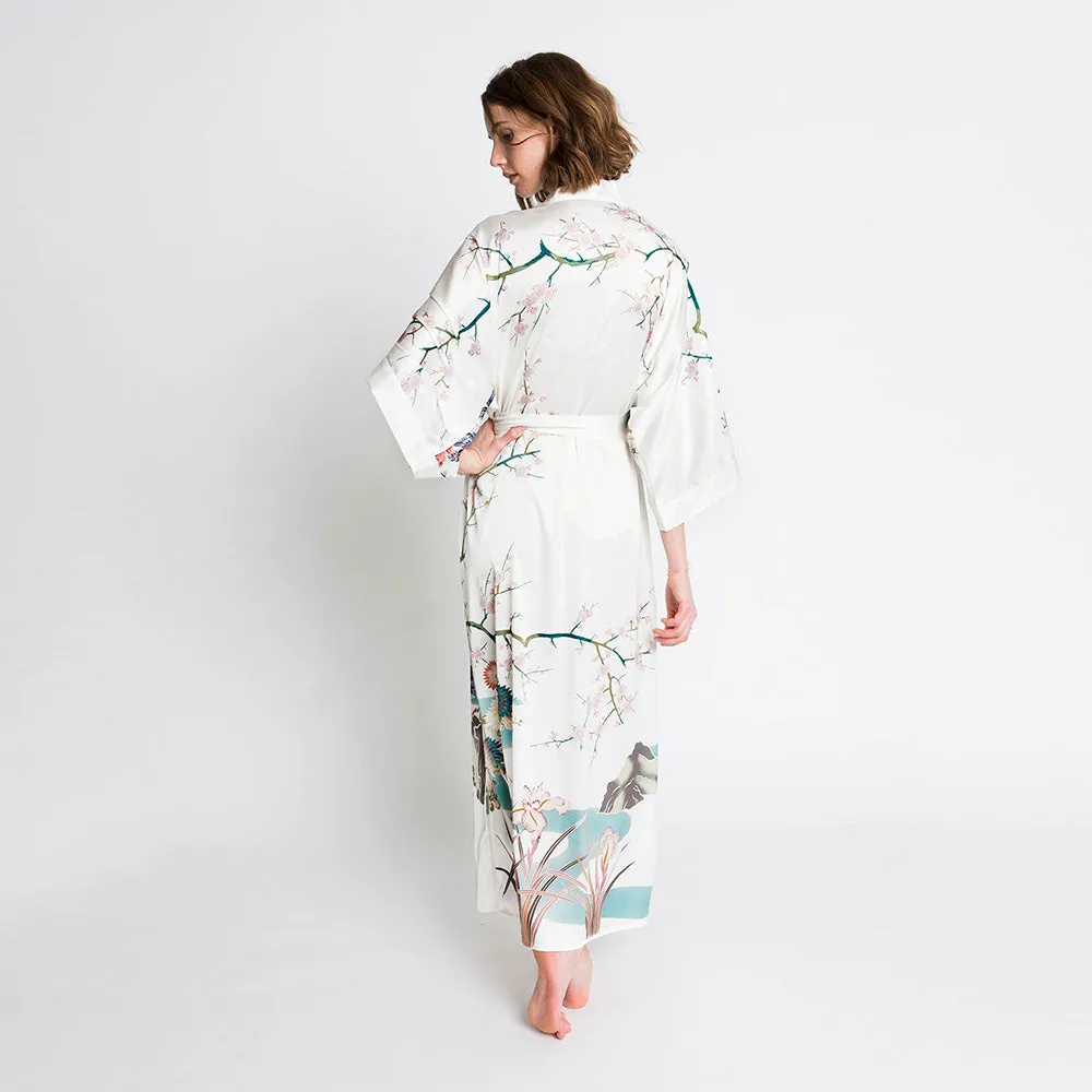 Spring Floral Long Kimono Robe