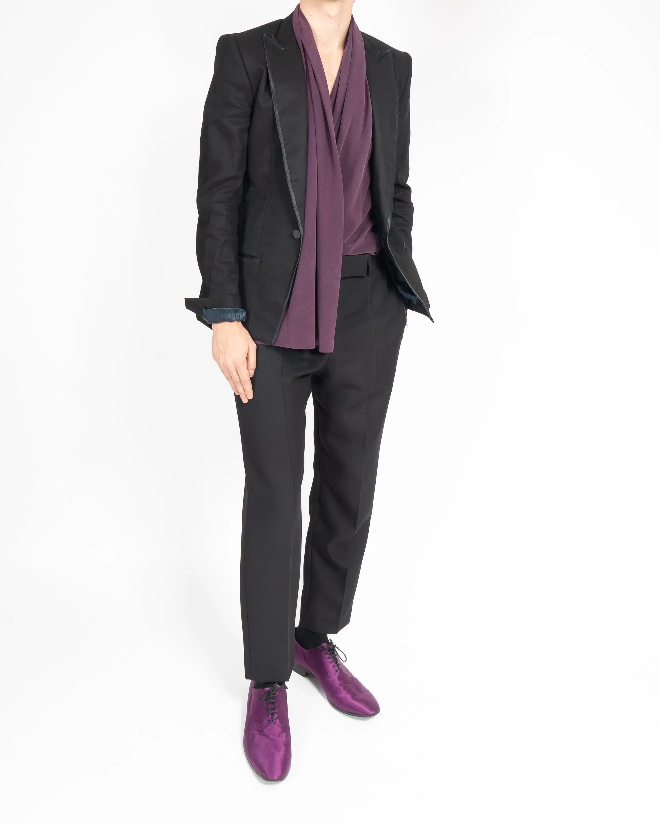 SS12 Sleevless Drape Shirt in Purple Washed Silk