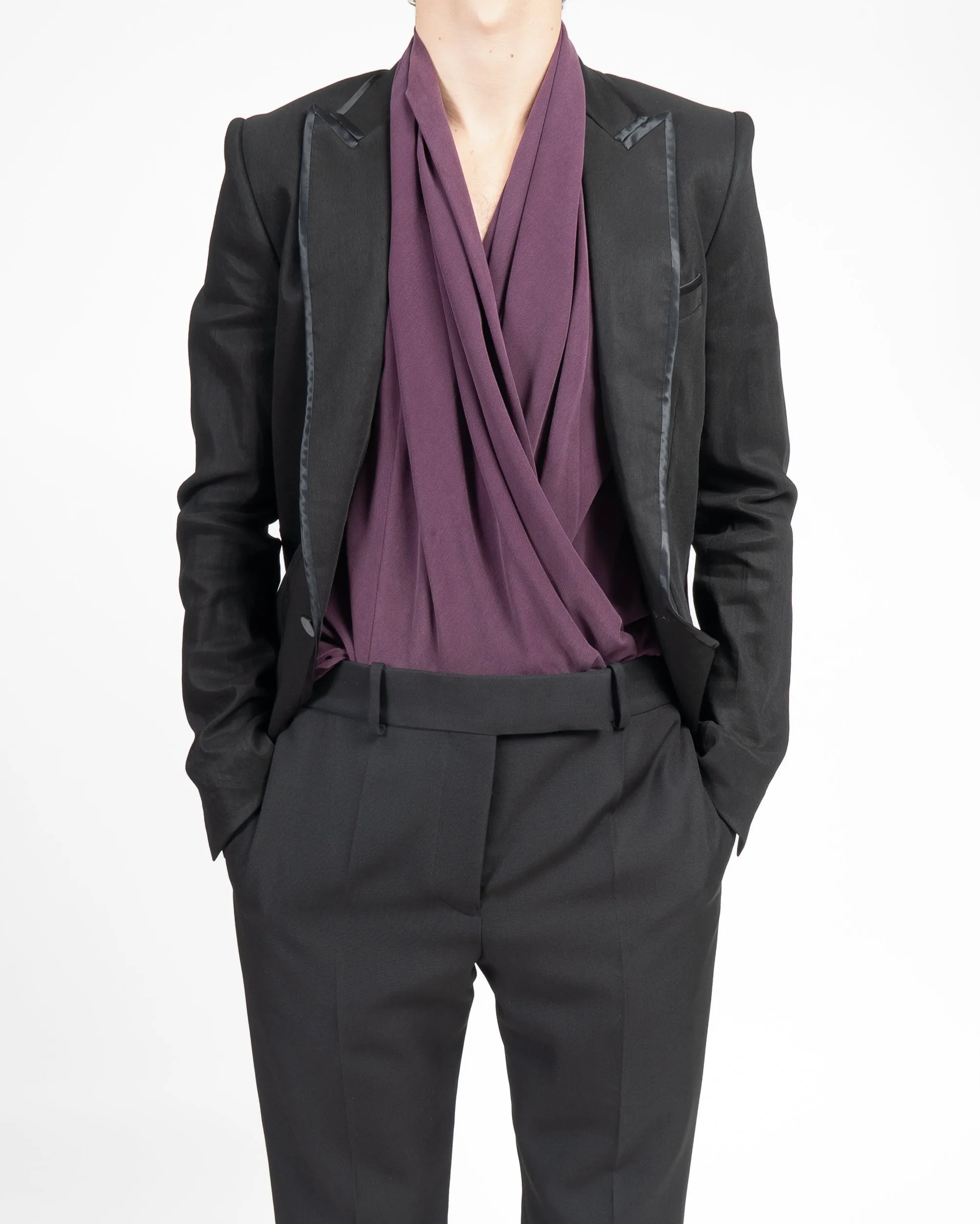 SS12 Sleevless Drape Shirt in Purple Washed Silk