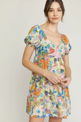 Stella Floral V-Neck Babydoll Dress