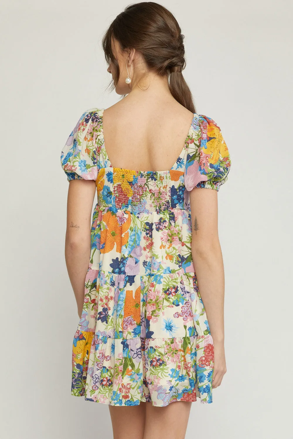 Stella Floral V-Neck Babydoll Dress