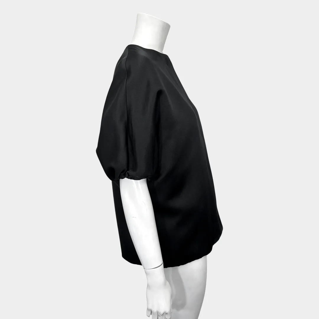THE ROW black silk kimono style jacket with elasticated short-sleeves