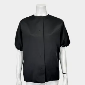 THE ROW black silk kimono style jacket with elasticated short-sleeves