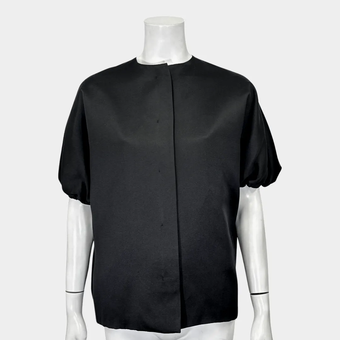 THE ROW black silk kimono style jacket with elasticated short-sleeves
