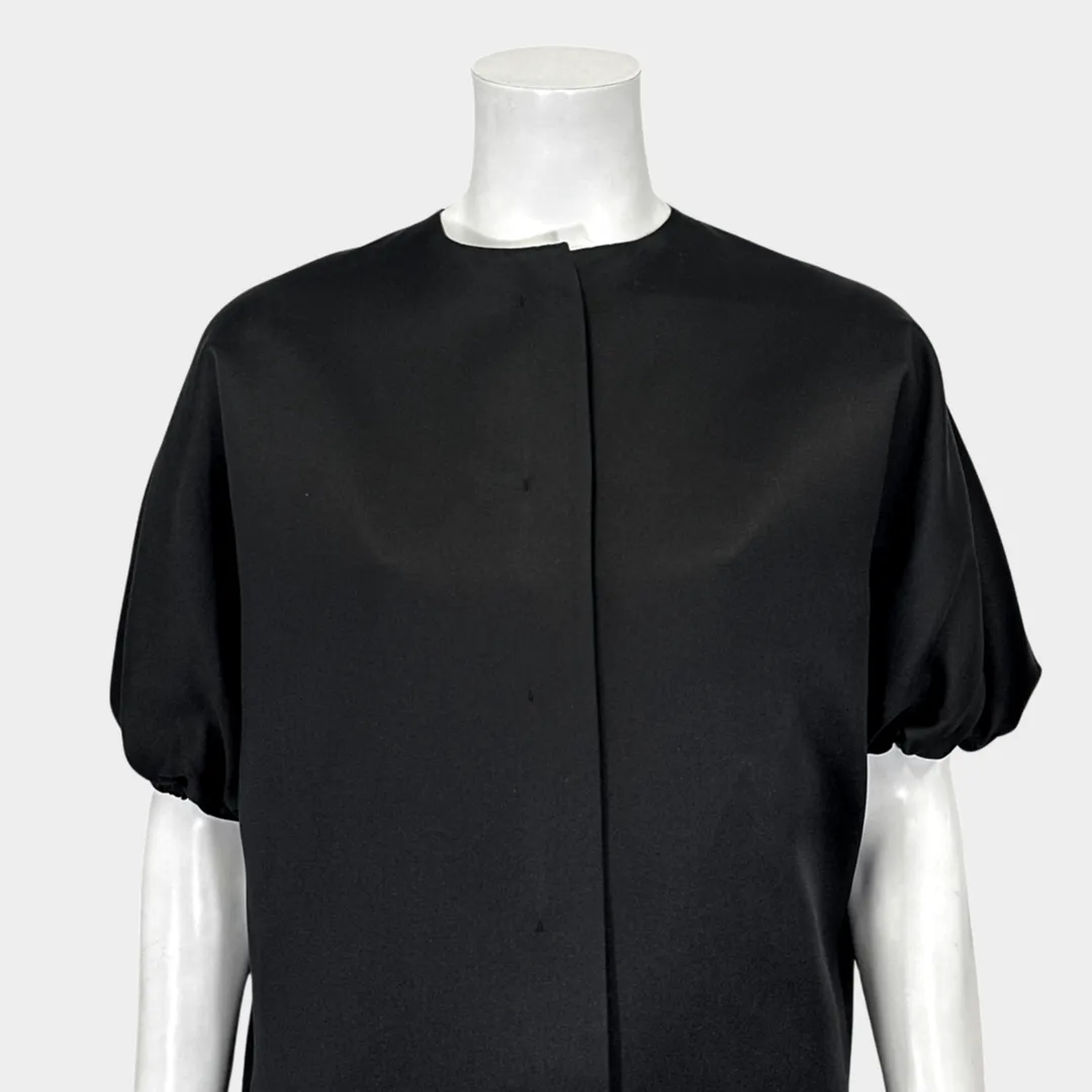 THE ROW black silk kimono style jacket with elasticated short-sleeves