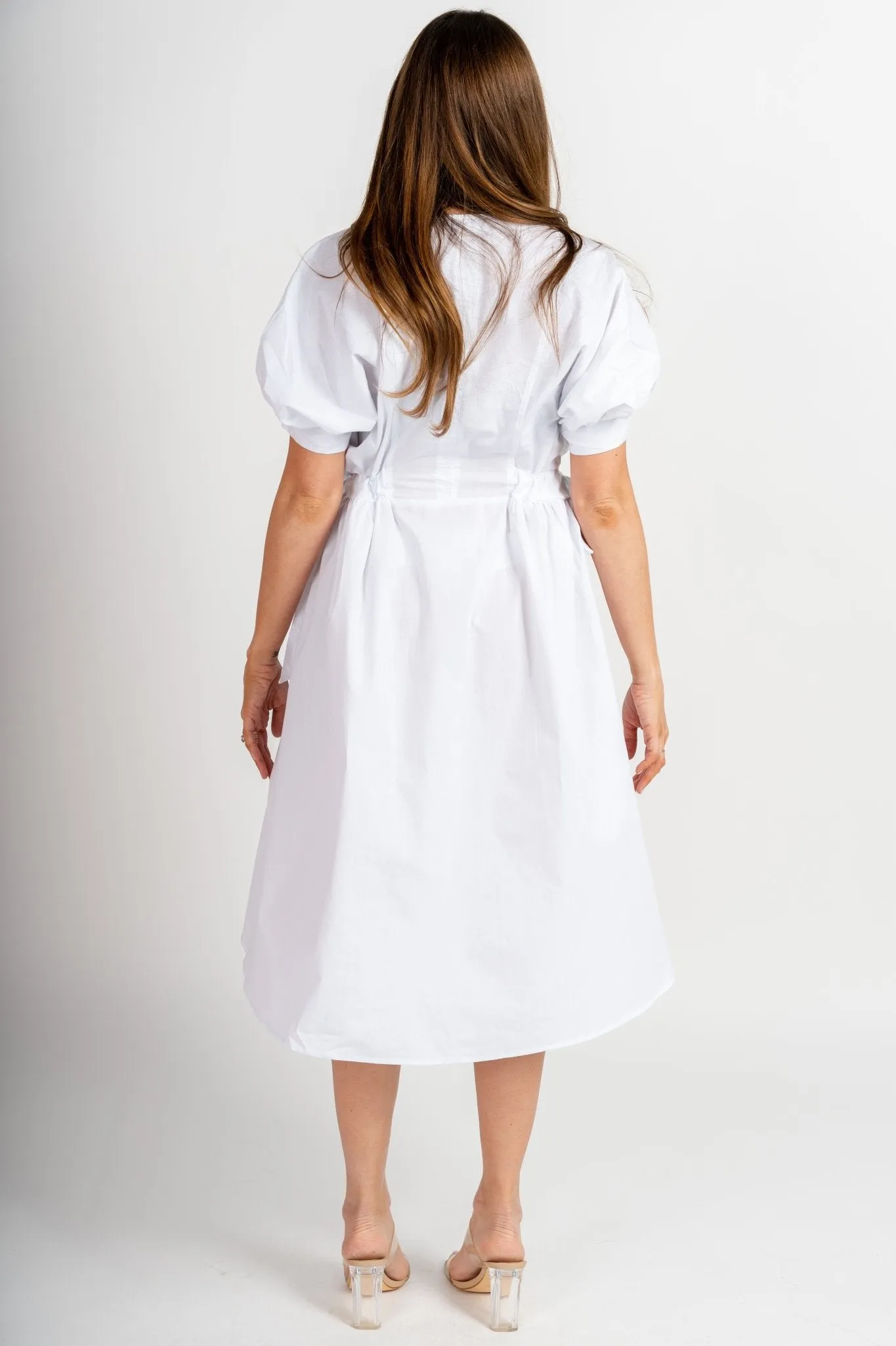 Tiered babydoll dress white