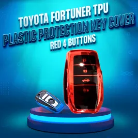 Toyota Fortuner TPU Plastic Protection Key Cover Red 4 Buttons - Full Cover Remote Case Keyless Protector Jacket
